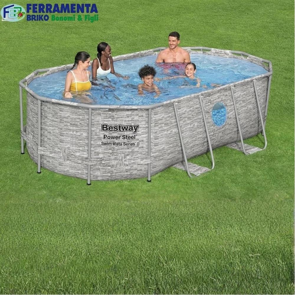 Bestway Piscina Fuoriterra Ovale Piscina Esterna Giardino Ø 427x250x100 cm 56714