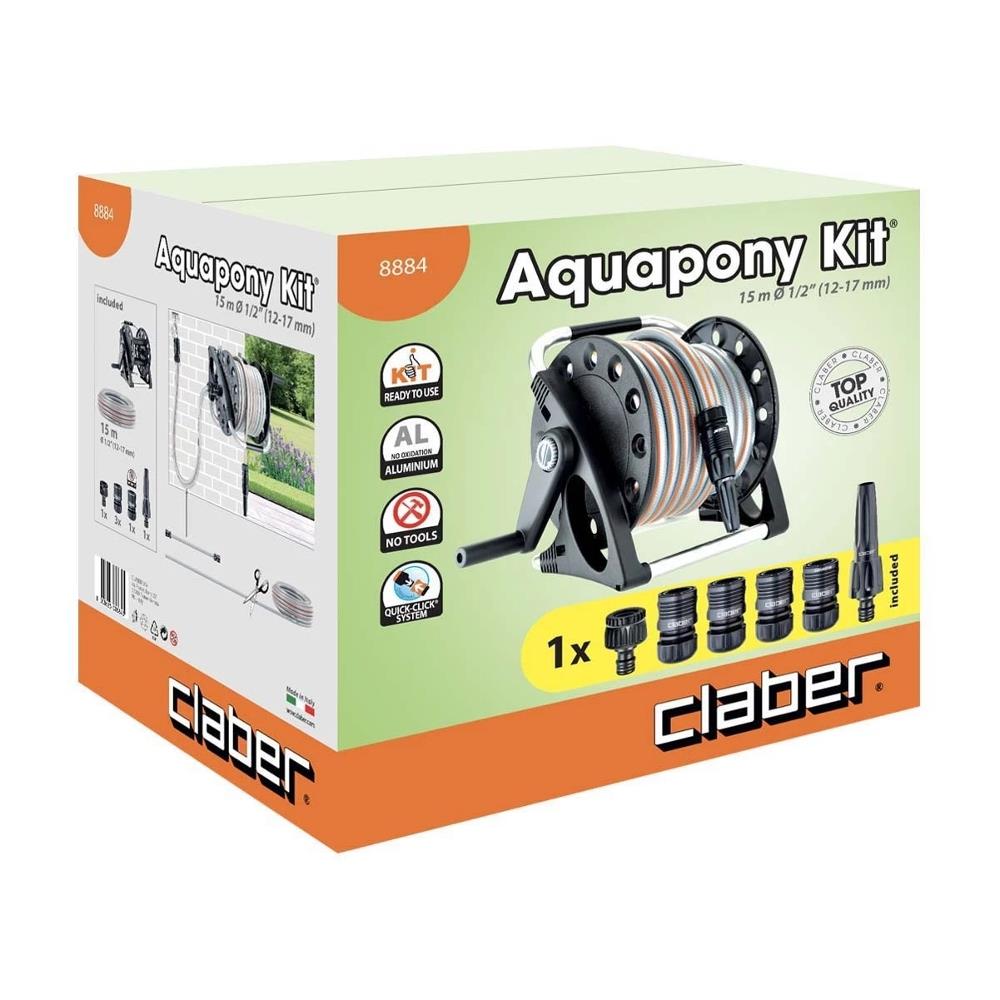 Claber Aquapony avvolgitubo da appendere 8884 Kit 15 Mt Di Tubo +Accessori