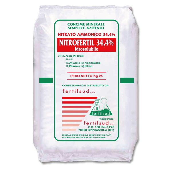 Concime nitrato ammonico 34,4% azotato solubile 25 kg ORTO agrumi FRUTTI prati