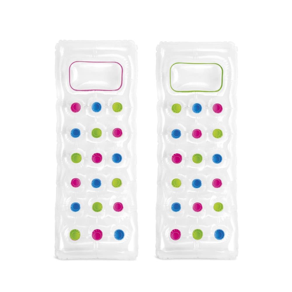 Intex 59894EU Materassino 18 Buchi con Cuscino, Grigio 188x71 cm