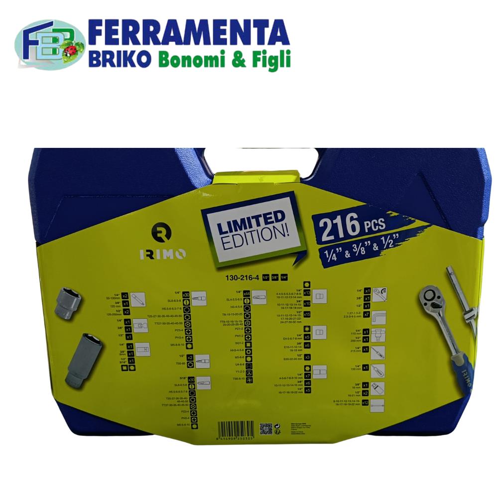 IRIMO Cassetta Attrezzi 216 Pezzi – Set Bussole e Chiavi Professionale – Valigetta Rigida3