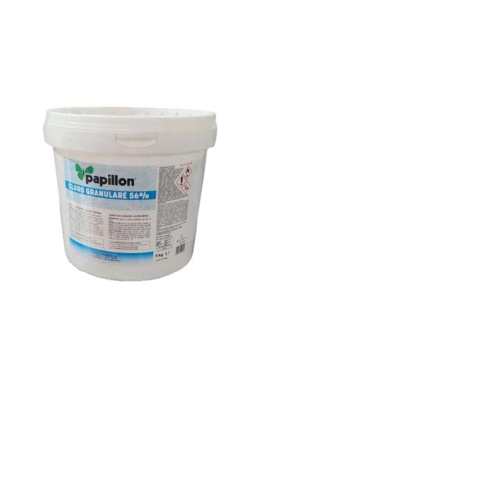 Papillon CLORO GRANULARE DICLORO 56% RAPIDO SHOCK per ACQUA PISCINA 5 kg