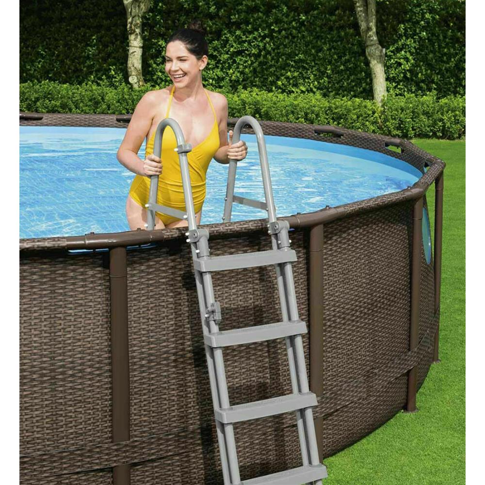 Piscina fuori terra Bestway 56725 Power Steel Swim Vista rotonda RATTAN 488X122