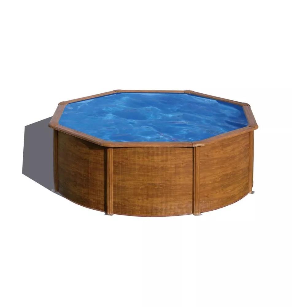 Piscina fuori terra rotonda gre pacific in acciaio effetto legno 350x350x120 -KIT350GYQGRE