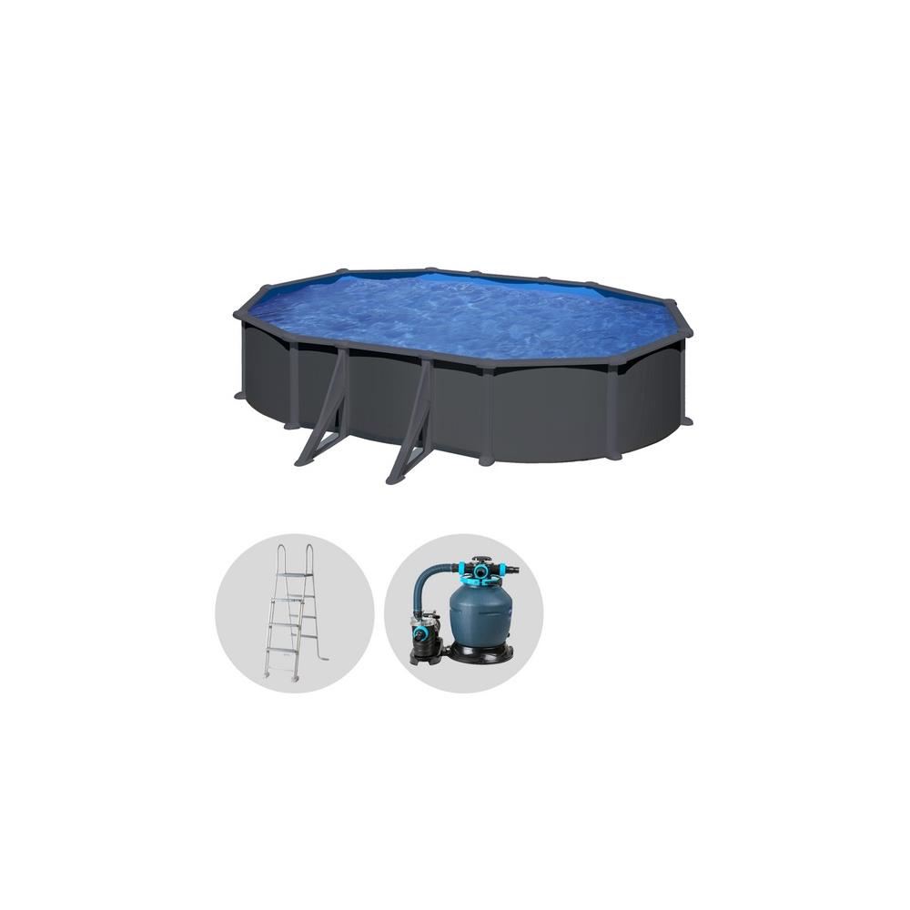 Piscina GRE Fuoriterra ovale - anthracite 610 x 375 x ↕ 120 cm KIT610GYQGRE