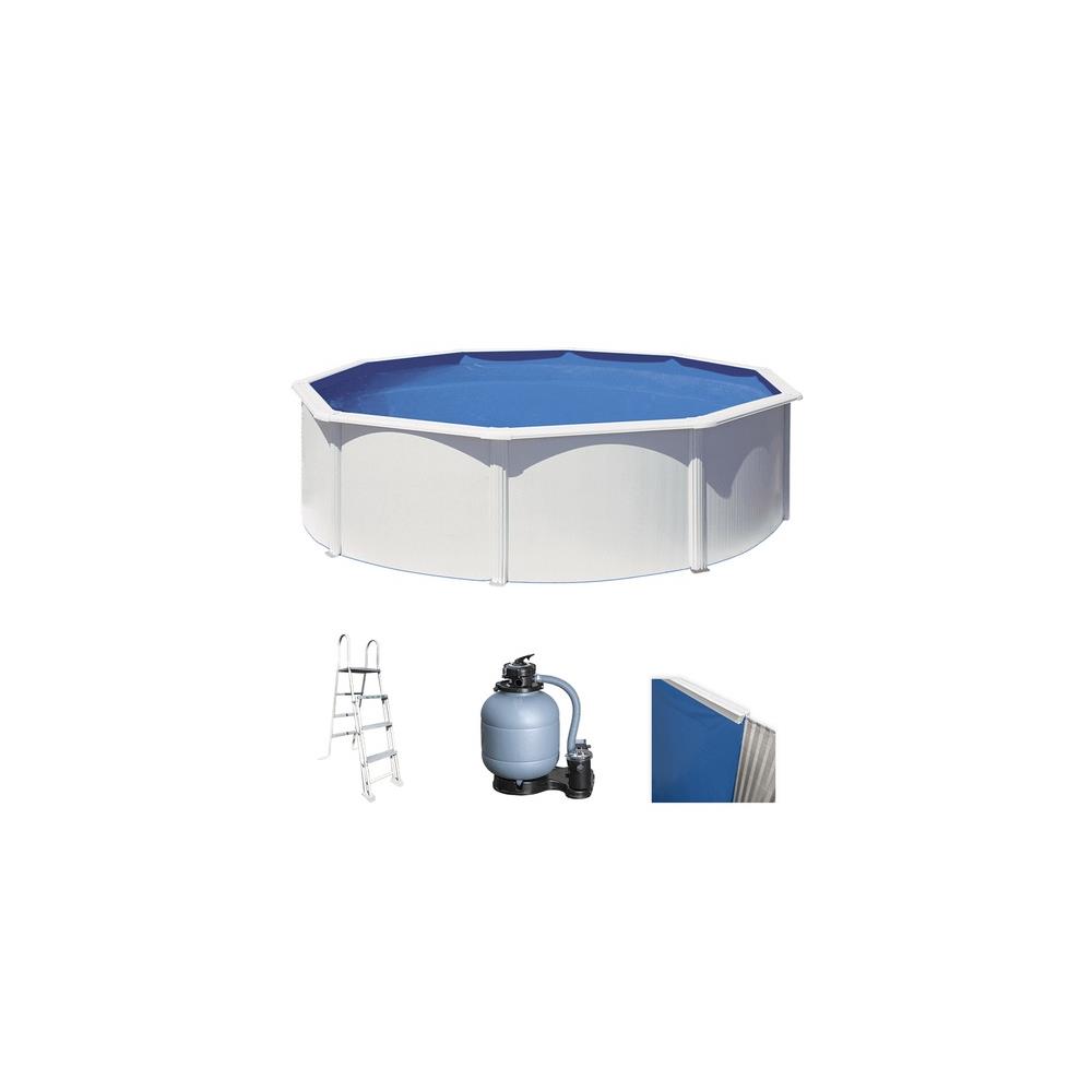 Piscina GRE Fuoriterra rigida acciaio rotonda - Bianco Ø300 x ↕120 cm KIT300QGRE