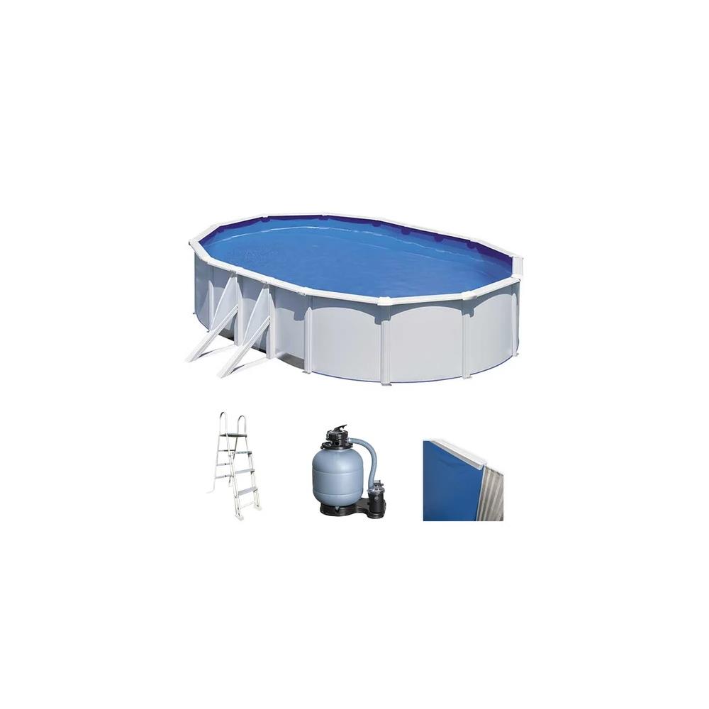 Piscina GRE Fuoriterra rigida ovale - Bianco 610 x 375 x ↕ 120 cm KIT610QGRE