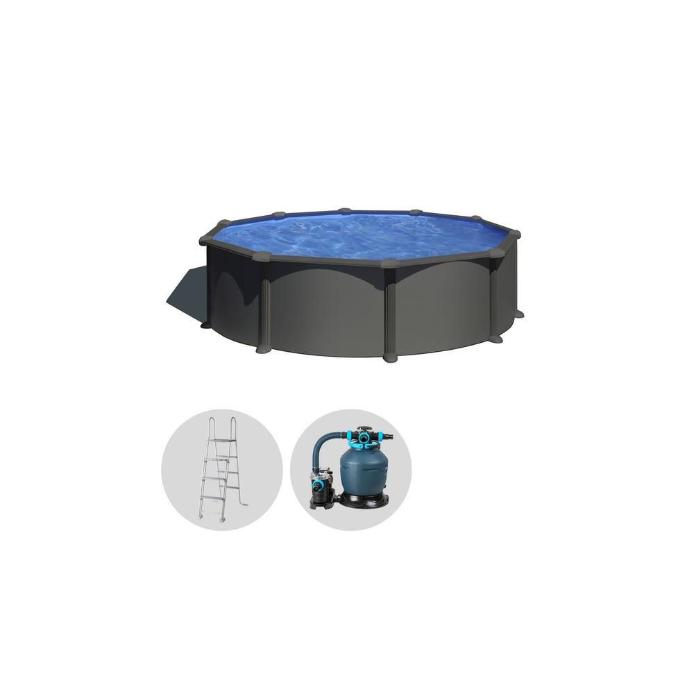 Piscina GRE Fuoriterra rigida rotonda - Anthracite Ø300 x ↕120 cm KIT300GYQGRE