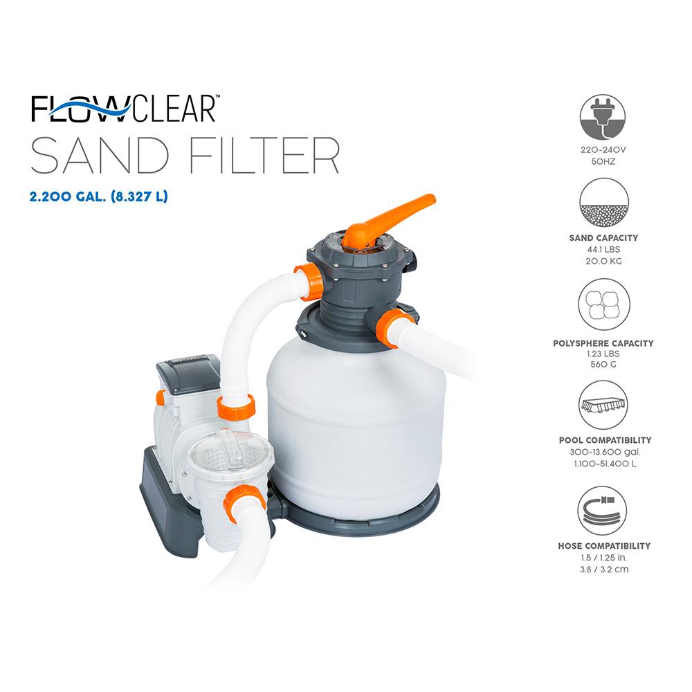 Pompa Filtro A Sabbia Bestway 58499 Flowclear Da 7.570 lt/h Per Piscina