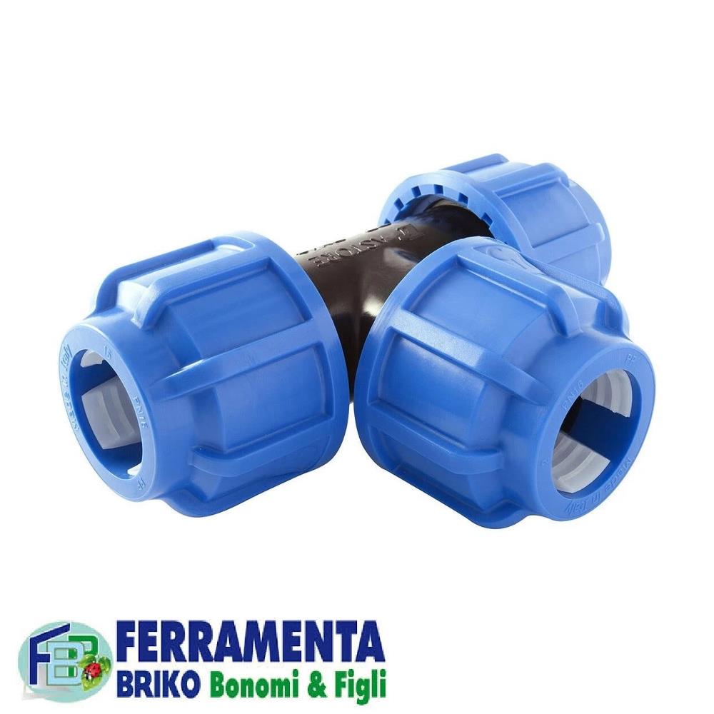 TEE A COMPRESSIONE 90° DN 50X50X50 1 1/2" TUBO POLIETILENE ACQUA E IRRIGAZIONE